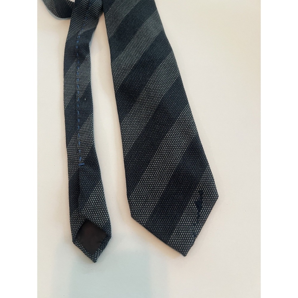 Vintage Petronius Wool Silk Milano Light & Dark Gray Striped Tie